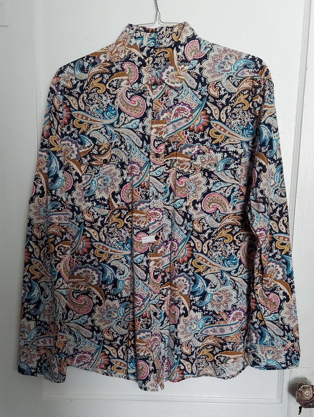 TuneVuse Mens 2X Plus 70s Disco Shirt Hip Hop L/Sleeve Button Down Casual Retro
